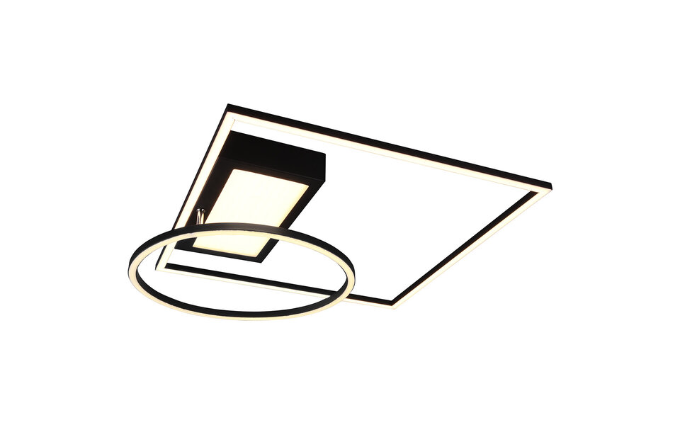 HLW LED LED Plafondlamp - Plafondverlichting - Trion Dowino - 33W - Aanpasbare Kleur - Afstandsbediening - Dimbaar - Vierkant - Mat Zwart - Aluminium