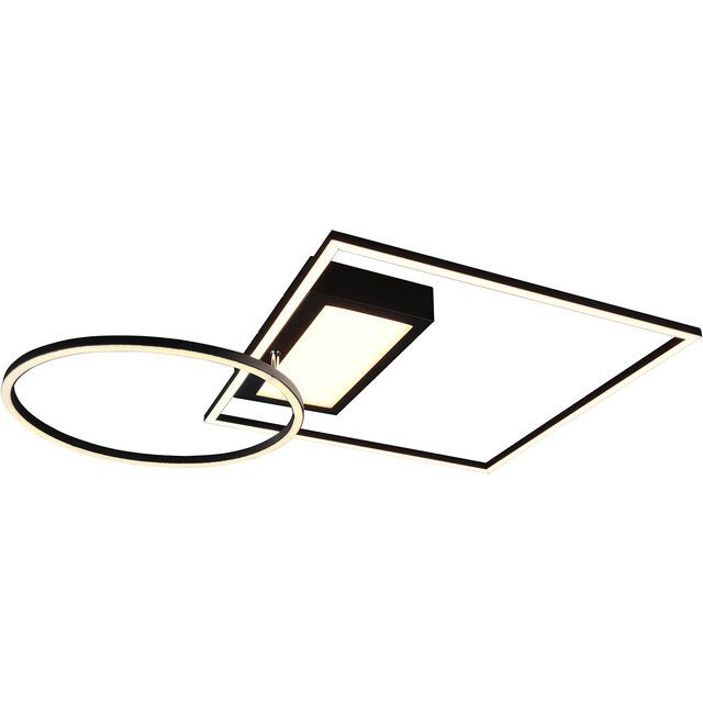 HLW LED LED Plafondlamp - Plafondverlichting - Trion Dowino - 33W - Aanpasbare Kleur - Afstandsbediening - Dimbaar - Vierkant - Mat Zwart - Aluminium