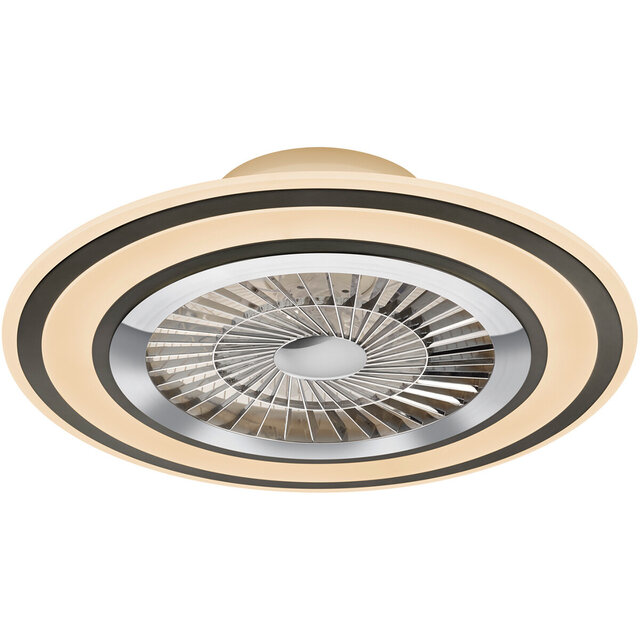 mat zwarte LED plafondventilator met 36W vermogen, 5000 lumen en instelbare kleurtemperatuur