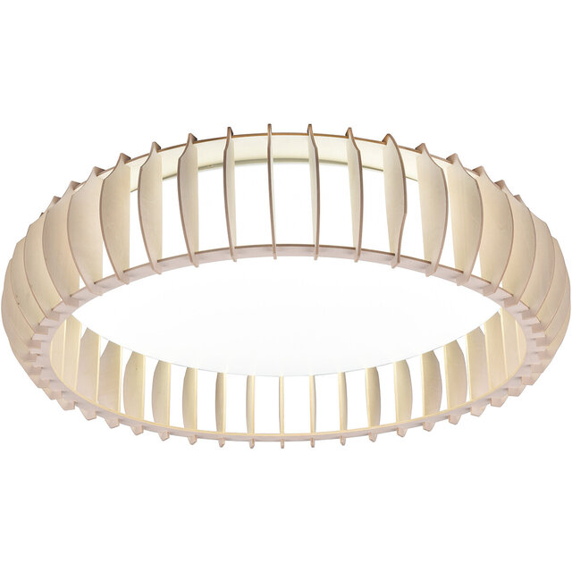 HLW LED LED Ceiling Lamp - Ceiling Lighting - Trion Manto XL - 38W - Adjustable Color - Remote Control - Dimmable - Round - Wood Color - Plastic