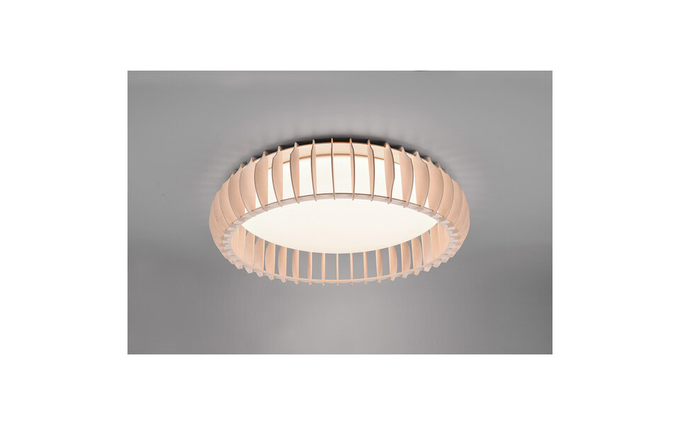 HLW LED LED Ceiling Lamp - Ceiling Lighting - Trion Manto XL - 38W - Adjustable Color - Remote Control - Dimmable - Round - Wood Color - Plastic