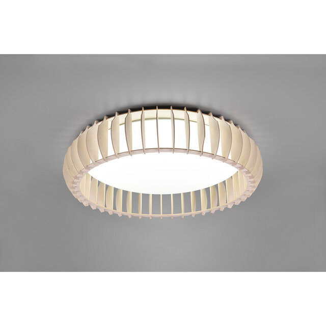 HLW LED LED Ceiling Lamp - Ceiling Lighting - Trion Manto XL - 38W - Adjustable Color - Remote Control - Dimmable - Round - Wood Color - Plastic