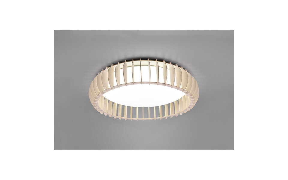 HLW LED LED Ceiling Lamp - Ceiling Lighting - Trion Manto XL - 38W - Adjustable Color - Remote Control - Dimmable - Round - Wood Color - Plastic