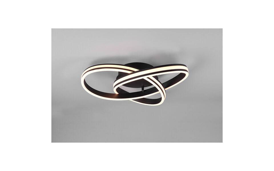 HLW LED LED Plafondlamp - Plafondverlichting - Trion Yarino - 58W - Aanpasbare Kleur - Dimbaar - Rond - Mat Zwart - Aluminium