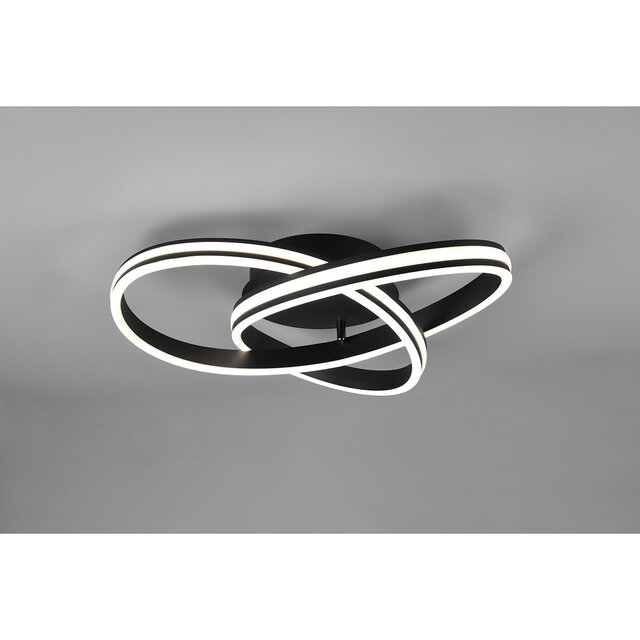 HLW LED LED Plafondlamp - Plafondverlichting - Trion Yarino - 58W - Aanpasbare Kleur - Dimbaar - Rond - Mat Zwart - Aluminium