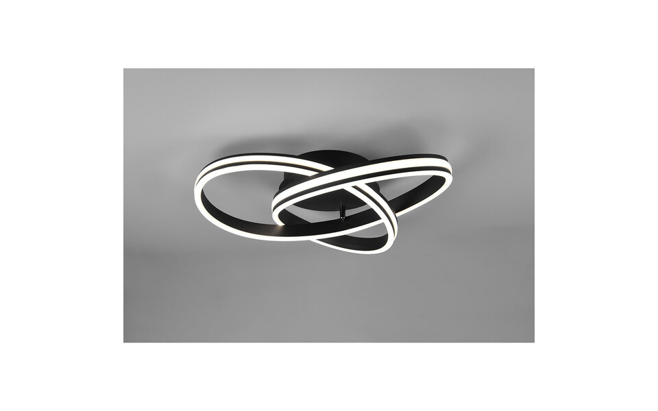 HLW LED LED Plafondlamp - Plafondverlichting - Trion Yarino - 58W - Aanpasbare Kleur - Dimbaar - Rond - Mat Zwart - Aluminium