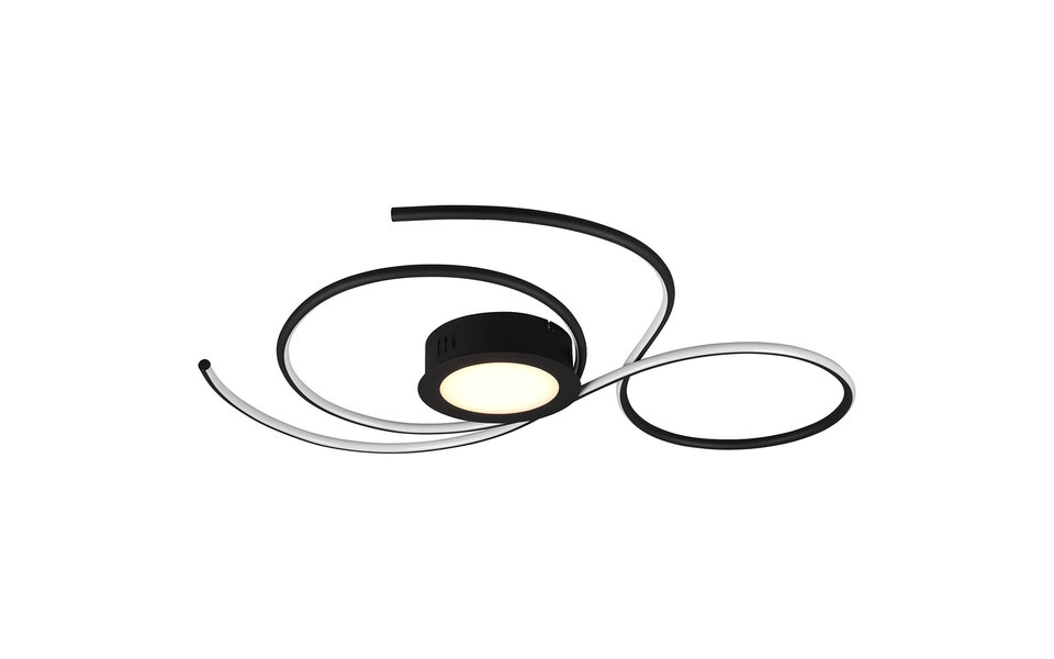 HLW LED LED Plafondlamp - Plafondverlichting - Trion Jivino - 48W - Aanpasbare Kleur - Dimbaar - Rond - Mat Zwart - Aluminium
