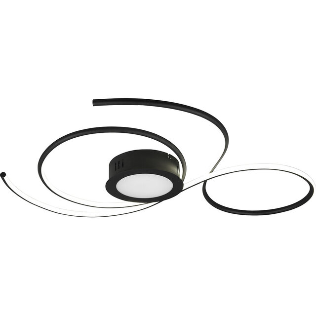 HLW LED LED Plafondlamp - Plafondverlichting - Trion Jivino - 48W - Aanpasbare Kleur - Dimbaar - Rond - Mat Zwart - Aluminium