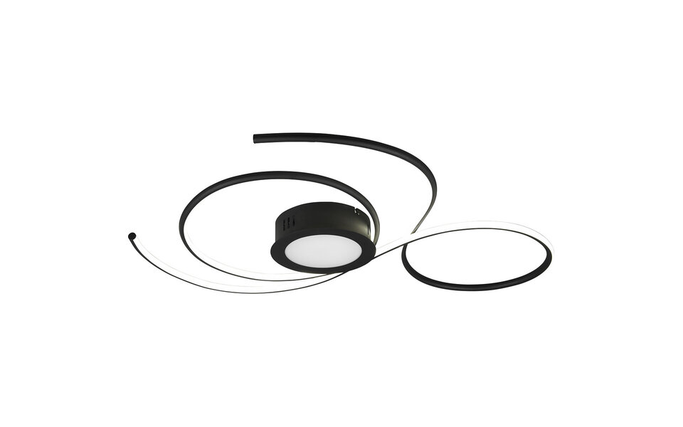 HLW LED LED Plafondlamp - Plafondverlichting - Trion Jivino - 48W - Aanpasbare Kleur - Dimbaar - Rond - Mat Zwart - Aluminium