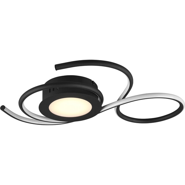 HLW LED LED Plafondlamp - Plafondverlichting - Trion Jivino - 36W - Aanpasbare Kleur - Dimbaar - Rond - Mat Zwart - Aluminium