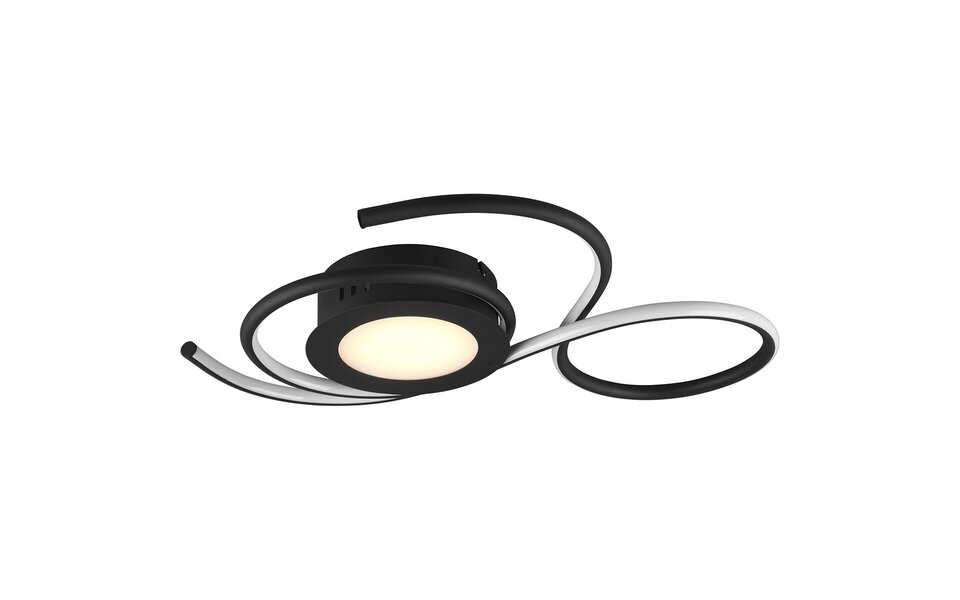 HLW LED LED Plafondlamp - Plafondverlichting - Trion Jivino - 36W - Aanpasbare Kleur - Dimbaar - Rond - Mat Zwart - Aluminium