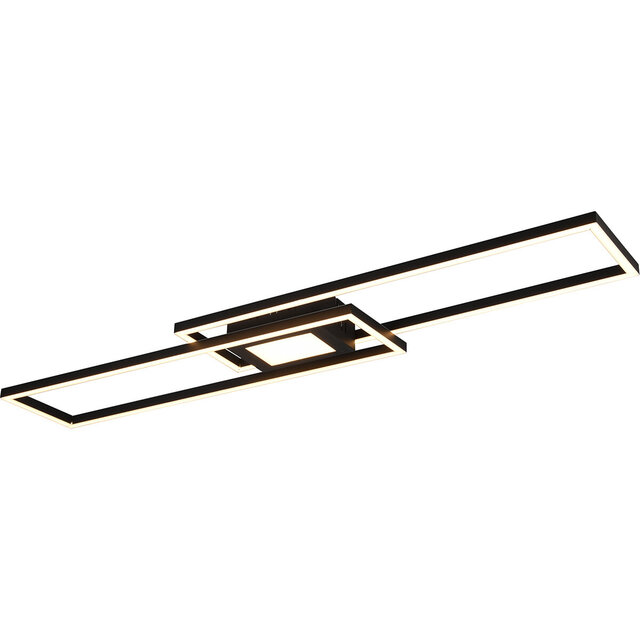 HLW LED LED Plafondlamp - Plafondverlichting - Trion Gandon - 37W + 10W - Aanpasbare Kleur - Dimbaar - Rond - Mat Zwart - Aluminium HLW LED LED Plafondlamp - Plafondverlichting - Trion Gandon - 37W + 10W - Aanpasbare Kleur - Dimbaar - Rond - Mat Zwart - Aluminium