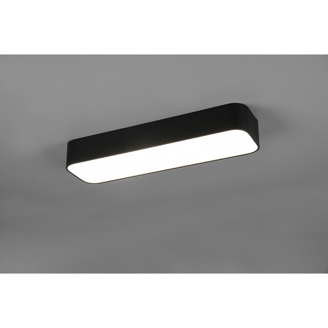 HLW LED LED Plafondlamp - Plafondverlichting - Trion Astinto - 21W - Aanpasbare Kleur - Dimbaar - Rechthoek - Mat Zwart - Aluminium