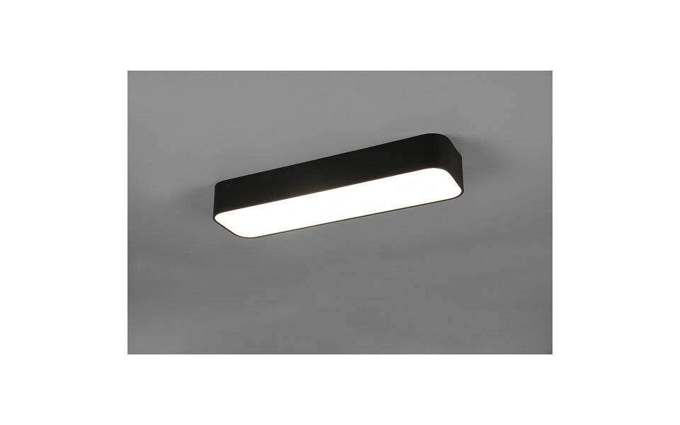 HLW LED LED Plafondlamp - Plafondverlichting - Trion Astinto - 21W - Aanpasbare Kleur - Dimbaar - Rechthoek - Mat Zwart - Aluminium