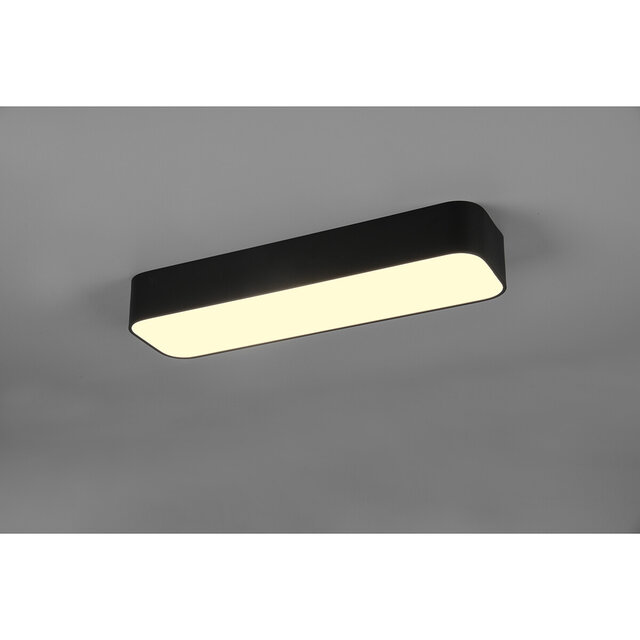 HLW LED LED Plafondlamp - Plafondverlichting - Trion Astinto - 21W - Aanpasbare Kleur - Dimbaar - Rechthoek - Mat Zwart - Aluminium