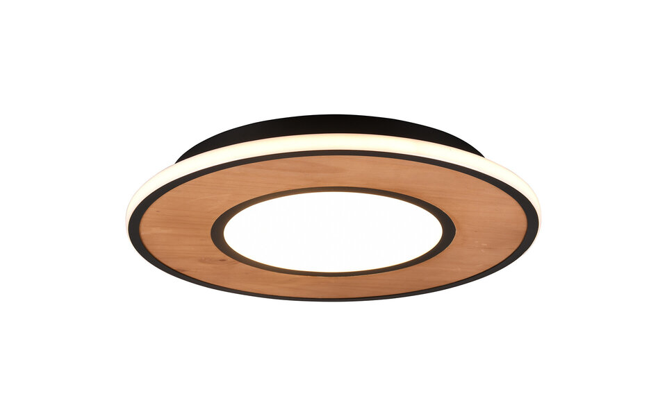 HLW LED LED Ceiling Light - Trion Dirkon - 37W - Warm White 3000K - Dimmable - Round - Matte Black/Brown - Wood HLW LED LED Ceiling Light - Trion Dirkon - 37W - Warm White 3000K - Dimmable - Round - Matte Black/Brown - Wood