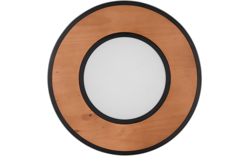 HLW LED LED Plafondlamp - Trion Dirkon - 37W - Warm Wit 3000K - Dimbaar - Rond - Mat Zwart/Bruin - Hout