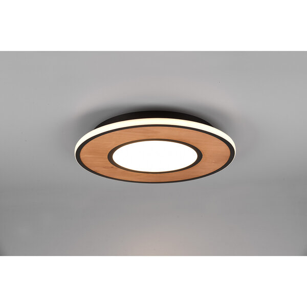 HLW LED LED Plafondlamp - Trion Dirkon - 37W - Warm Wit 3000K - Dimbaar - Rond - Mat Zwart/Bruin - Hout HLW LED LED Plafondlamp - Trion Dirkon - 37W - Warm Wit 3000K - Dimbaar - Rond - Mat Zwart/Bruin - Hout