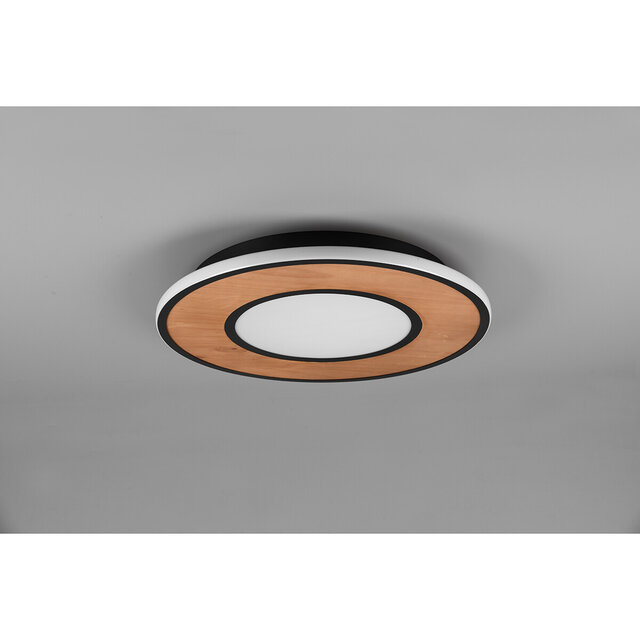 HLW LED LED Ceiling Light - Trion Dirkon - 37W - Warm White 3000K - Dimmable - Round - Matte Black/Brown - Wood HLW LED LED Ceiling Light - Trion Dirkon - 37W - Warm White 3000K - Dimmable - Round - Matte Black/Brown - Wood