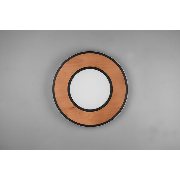 HLW LED LED Plafondlamp - Trion Dirkon - 37W - Warm Wit 3000K - Dimbaar - Rond - Mat Zwart/Bruin - Hout HLW LED LED Plafondlamp - Trion Dirkon - 37W - Warm Wit 3000K - Dimbaar - Rond - Mat Zwart/Bruin - Hout