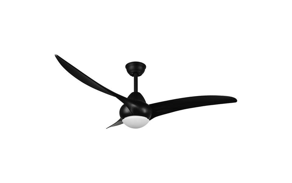 HLW LED LED Ceiling Light with Fan - Ceiling Fan - Trion Alasin - 20W - Adjustable Color - Remote Control - Dimmable - Round - Matte Black - Plastic