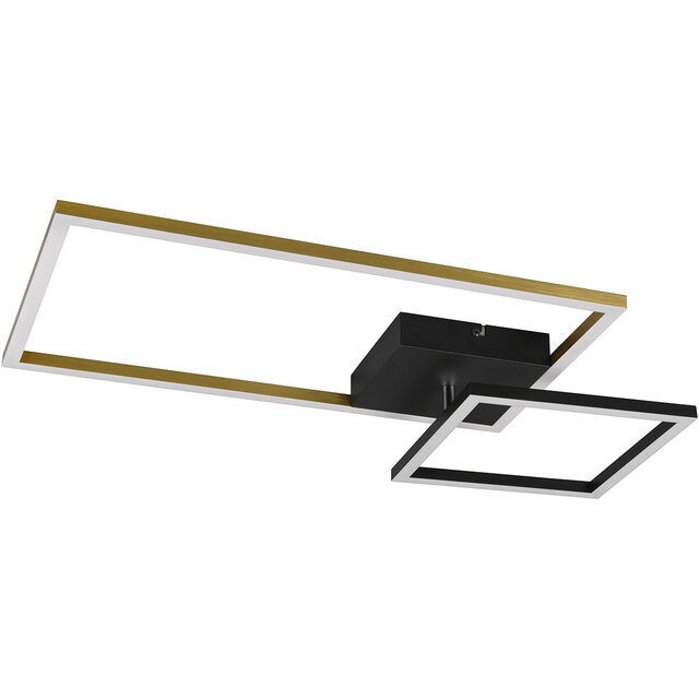 HLW LED LED Plafondlamp - Plafondverlichting - Trion Pado - 25W - Warm Wit 3000K - Dimbaar - Rechthoek - Mat Goud - Aluminium