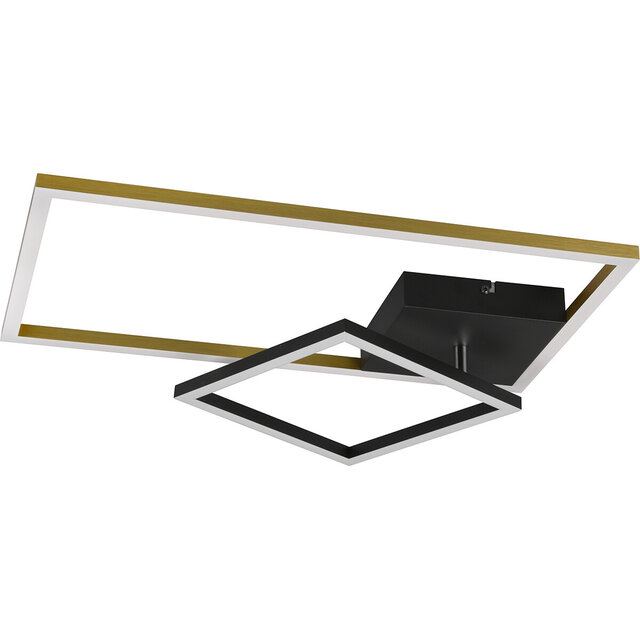 HLW LED LED Plafondlamp - Plafondverlichting - Trion Pado - 25W - Warm Wit 3000K - Dimbaar - Rechthoek - Mat Goud - Aluminium