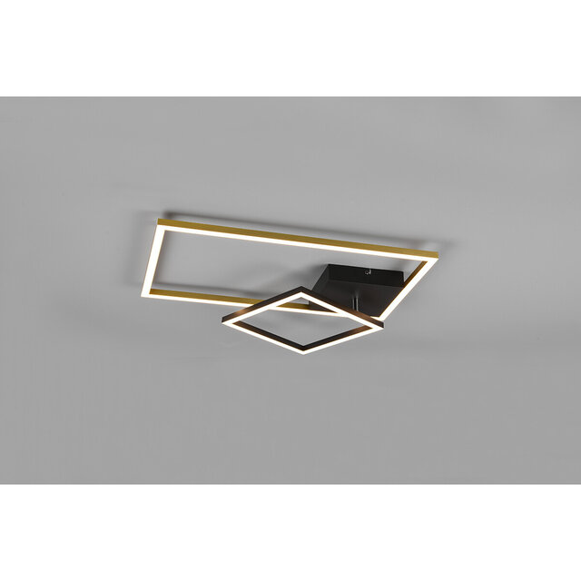 HLW LED LED Plafondlamp - Plafondverlichting - Trion Pado - 25W - Warm Wit 3000K - Dimbaar - Rechthoek - Mat Goud - Aluminium