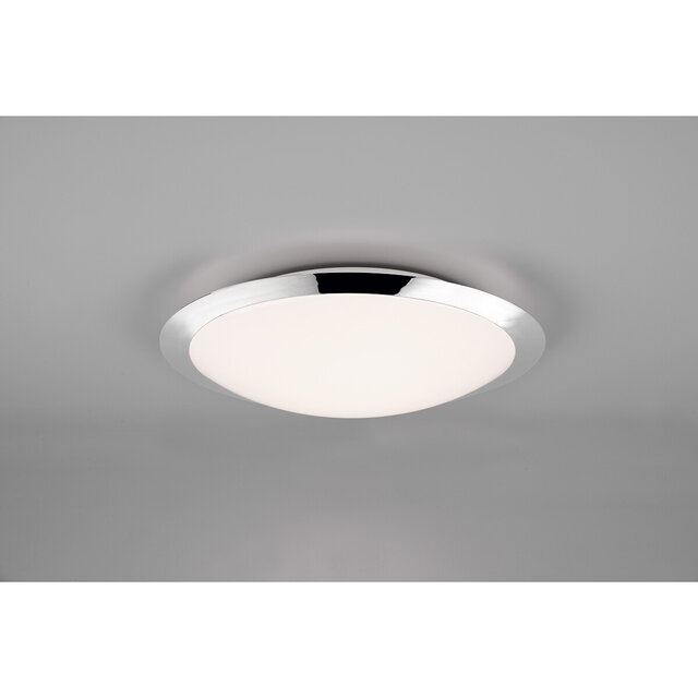 HLW LED LED Plafondlamp - Badkamerlamp - Trion Hambert - 18.5W - Natuurlijk Wit 4000K - Spatwaterdicht IP44 - Rond - Mat Chroom - Kunststof