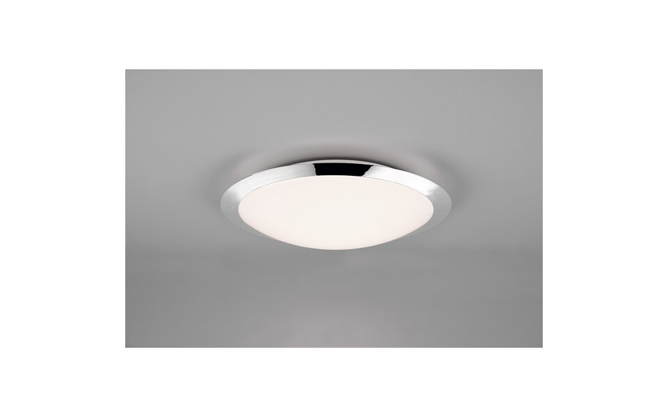 HLW LED LED Plafondlamp - Badkamerlamp - Trion Hambert - 18.5W - Natuurlijk Wit 4000K - Spatwaterdicht IP44 - Rond - Mat Chroom - Kunststof
