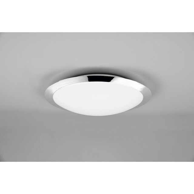 HLW LED LED Plafondlamp - Badkamerlamp - Trion Hambert - 18.5W - Natuurlijk Wit 4000K - Spatwaterdicht IP44 - Rond - Mat Chroom - Kunststof