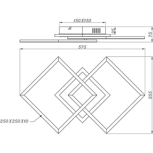 HLW LED LED Ceiling Lamp - Ceiling Lighting - Trion Venda - 25W - Natural White 4000K - Dimmable - Square - Matte White - Aluminum
