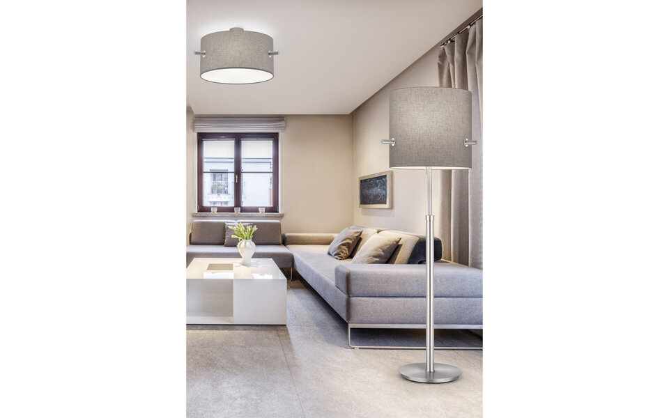 HLW LED LED Ceiling Light - Ceiling Lighting - Trion Coleno - E27 Fitting - Round - Matte Nickel - Aluminum