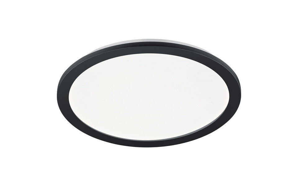 HLW LED LED Ceiling Lamp - Trion Campill - 22W - Warm White 3000K - Splashproof IP44 - Dimmable - Round - Matte Black - Plastic