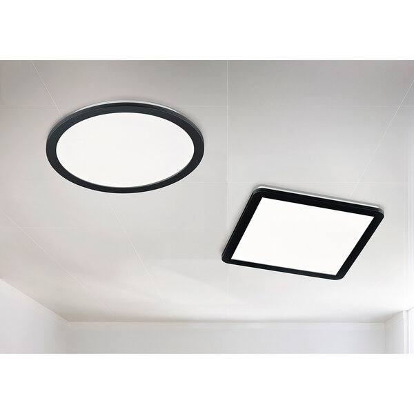 HLW LED LED Plafondlamp - Trion Campill - 22W - Warm Wit 3000K - Spatwaterdicht IP44 - Dimbaar - Rond - Mat Zwart - Kunststof HLW LED LED Plafondlamp - Trion Campill - 22W - Warm Wit 3000K - Spatwaterdicht IP44 - Dimbaar - Rond - Mat Zwart - Kunststof