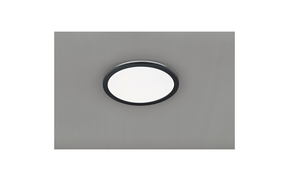 HLW LED LED Plafondlamp - Trion Campill - 22W - Warm Wit 3000K - Spatwaterdicht IP44 - Dimbaar - Rond - Mat Zwart - Kunststof
