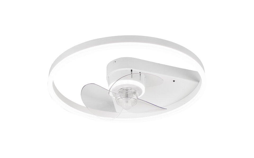 HLW LED LED Ceiling Light with Fan - Ceiling Fan - Trion Borkino - 30W - Adjustable Color - Remote Control - Dimmable - Round - Matte White - Aluminum