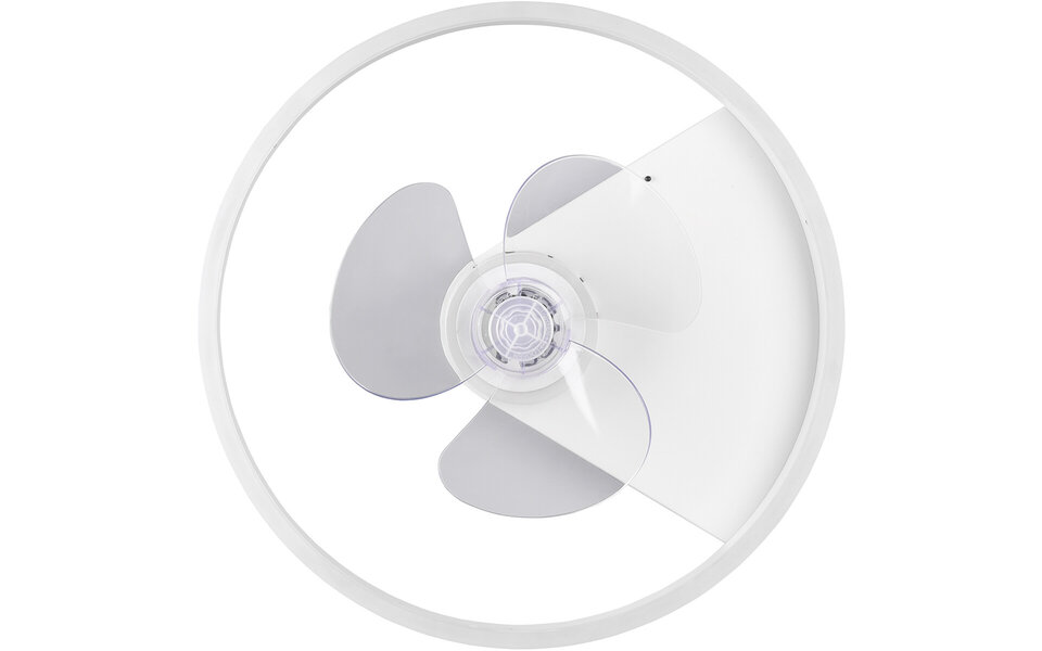 HLW LED LED Ceiling Light with Fan - Ceiling Fan - Trion Borkino - 30W - Adjustable Color - Remote Control - Dimmable - Round - Matte White - Aluminum