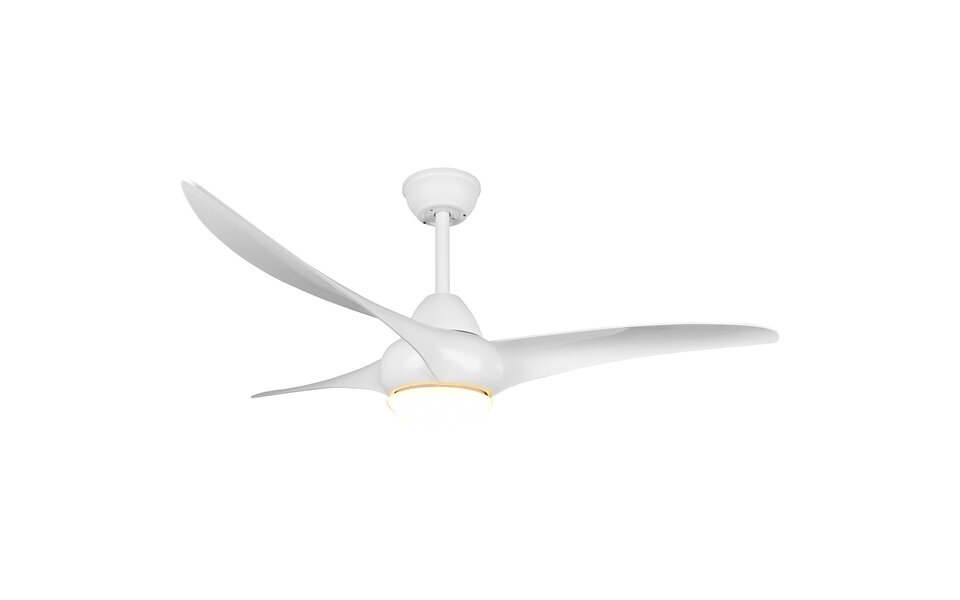 HLW LED LED Ceiling Light with Fan - Ceiling Fan - Trion Alasin - 20W - Adjustable Color - Remote Control - Dimmable - Round - Matte White - Plastic
