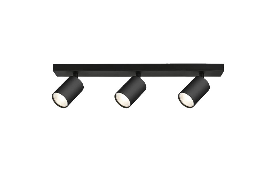 HLW LED LED Ceiling Spotlight - Brinton Betin - GU10 Fitting - 3-light - Round - Matte Black - Tiltable - Aluminum - Philips - CorePro 830 36D - Dimmable - 12W - Warm White 3000K