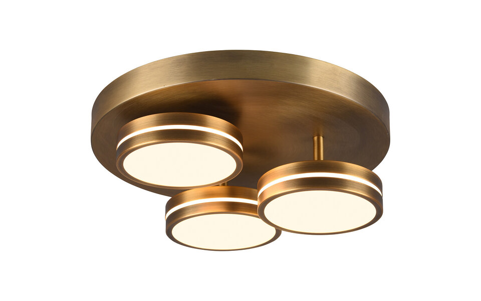 HLW LED LED Plafondlamp - Plafondverlichting - Trion Franco - 25.5W - Warm Wit 3000K - 3-lichts - Dimbaar - Rond - Oud Brons - Aluminium