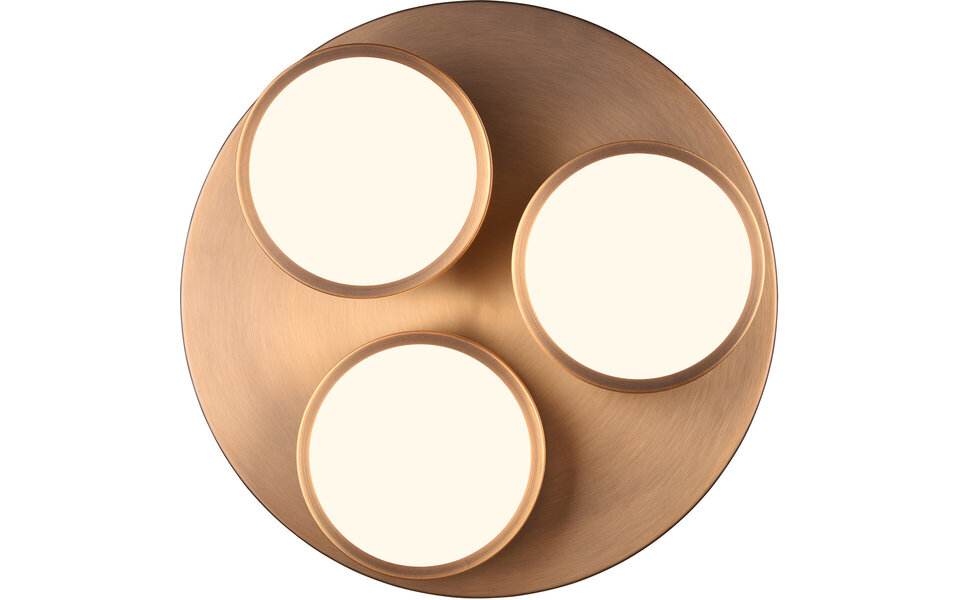 HLW LED LED Plafondlamp - Plafondverlichting - Trion Franco - 25.5W - Warm Wit 3000K - 3-lichts - Dimbaar - Rond - Oud Brons - Aluminium