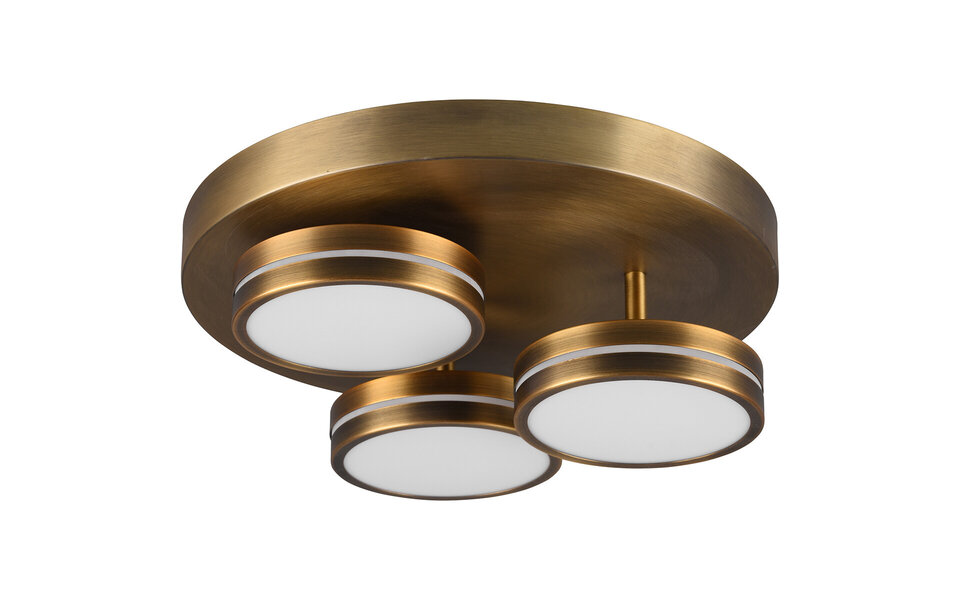 HLW LED LED Ceiling Lamp - Ceiling Lighting - Trion Franco - 25.5W - Warm White 3000K - 3-light - Dimmable - Round - Old Bronze - Aluminum