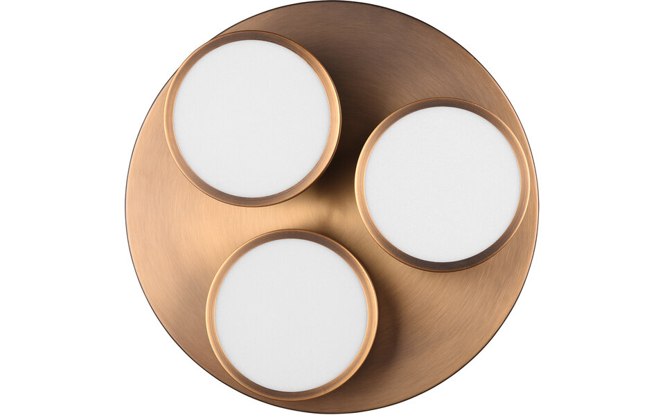 HLW LED LED Ceiling Lamp - Ceiling Lighting - Trion Franco - 25.5W - Warm White 3000K - 3-light - Dimmable - Round - Old Bronze - Aluminum