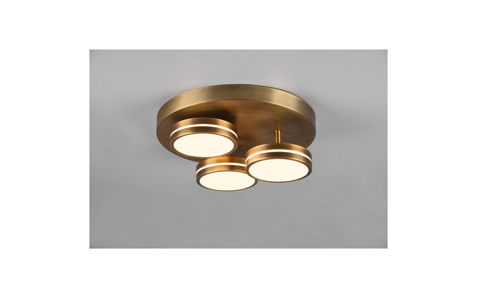 HLW LED LED Ceiling Lamp - Ceiling Lighting - Trion Franco - 25.5W - Warm White 3000K - 3-light - Dimmable - Round - Old Bronze - Aluminum
