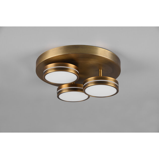 HLW LED LED Ceiling Lamp - Ceiling Lighting - Trion Franco - 25.5W - Warm White 3000K - 3-light - Dimmable - Round - Old Bronze - Aluminum