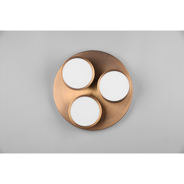 HLW LED LED Plafondlamp - Plafondverlichting - Trion Franco - 25.5W - Warm Wit 3000K - 3-lichts - Dimbaar - Rond - Oud Brons - Aluminium