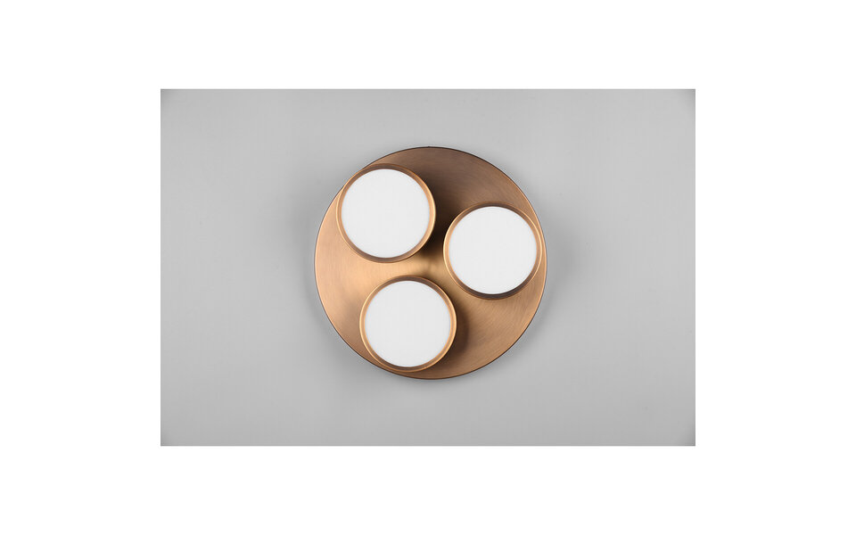 HLW LED LED Plafondlamp - Plafondverlichting - Trion Franco - 25.5W - Warm Wit 3000K - 3-lichts - Dimbaar - Rond - Oud Brons - Aluminium