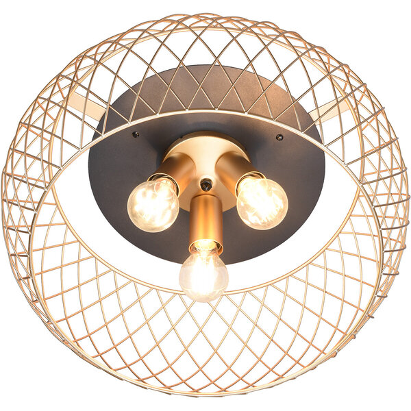 HLW LED LED Plafondlamp - Plafondverlichting - Trion Tymon - E27 Fitting - 3-lichts - Rond - Mat Zwart/Goud - Aluminium HLW LED LED Plafondlamp - Plafondverlichting - Trion Tymon - E27 Fitting - 3-lichts - Rond - Mat Zwart/Goud - Aluminium
