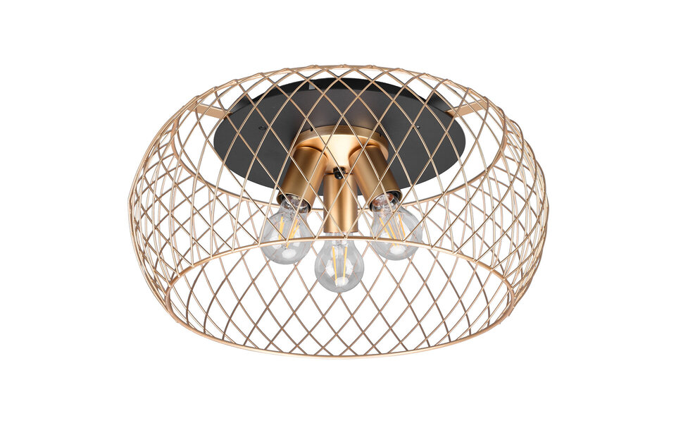 HLW LED LED Ceiling Lamp - Ceiling Lighting - Trion Tymon - E27 Fitting - 3-light - Round - Matte Black/Gold - Aluminum HLW LED LED Ceiling Lamp - Ceiling Lighting - Trion Tymon - E27 Fitting - 3-light - Round - Matte Black/Gold - Aluminum
